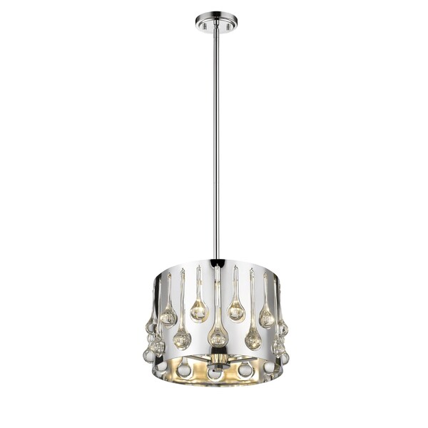 Oberon 3 Light Pendant, Chrome+ Crystal